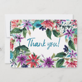 Losse Waterverf geverfde bloemen | Bedankkaart