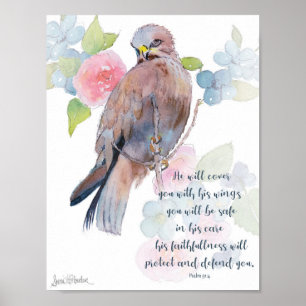 Losse waterverf hawk blue scriptpsalm poster