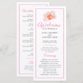 Losse waterverf orchidee bloem huwelijksceremonie programmakaart (Voorkant / Achterkant)