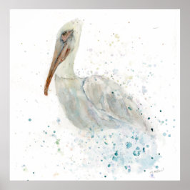 Losse Waterverf pelikaan Poster