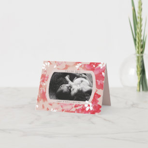 Losse Waterverf Pink Floral Coral Weduwfoto Bedankkaart