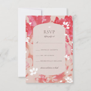 Losse Waterverf Roze Floral Blush Coral RSVP Kaart