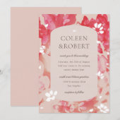 Losse Waterverf Roze Floral Blush Coral Wedding Kaart (Voorkant / Achterkant)