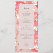 Losse Waterverf Roze Floral Blush Coral Wedding Menu (Voorkant)