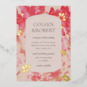 Losse Waterverf Roze Floral Gold Folie Uitnodiging (Voorkant)