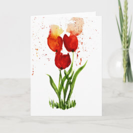 Losse Waterverven Tulpen ~ Blank Kaart