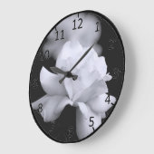 Losse witte blad Roos op zwarte achtergrond Grote Klok (Hoek)