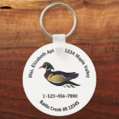 Losse Wood Duck Home Contact Information Sleutelha Sleutelhanger (Voorkant)