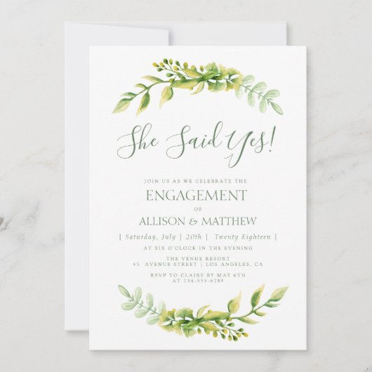 Losse zomergroene verlofpartijuitnodiging kaart (Voorkant)