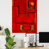 Losstaande Abstracte Geometrische Kunst Rood Zwart Poster (Thuiskantoor)