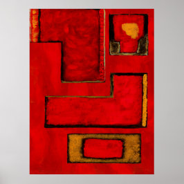 Losstaande Abstracte Geometrische Kunst Rood Zwart Poster