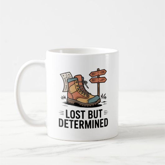 Lost But Determined – Motivational Gift for Hikers Koffiemok (Links)