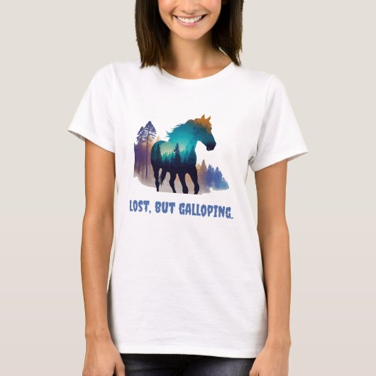 Lost But Galloping - Natuur-geïnspireerd paard T-shirt (Voorkant)
