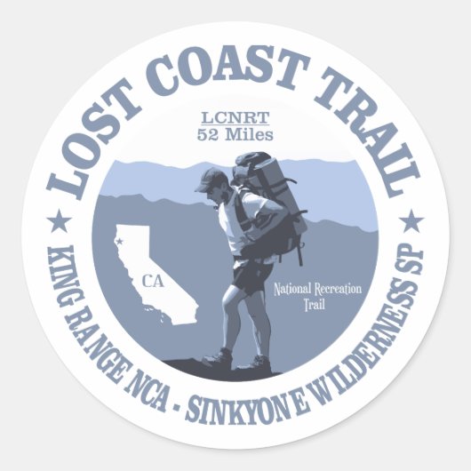 Lost Coast Trail (rd) Ronde Sticker (Voorkant)