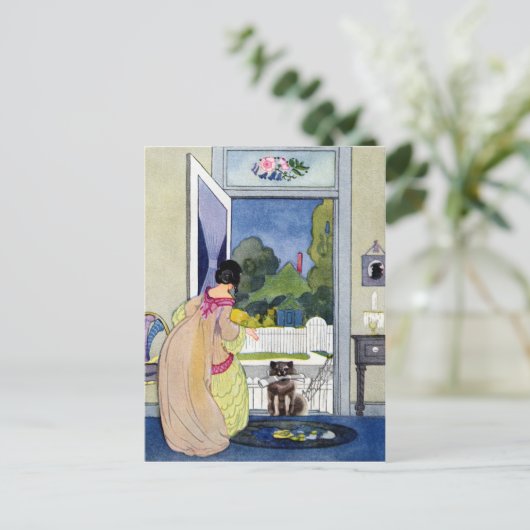 Lost Dog geeft Home terug met Newspaper in Mouth Briefkaart (Staand voorkant)