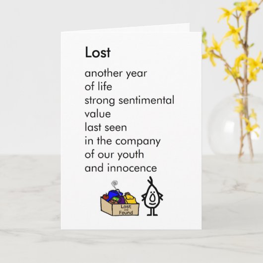 Lost - een grappig en sentimenteel verjaardagsgedi kaart (Gele Bloem)