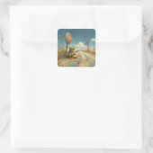 Lost Frog bij Crossroads Vierkante Sticker (Tas)