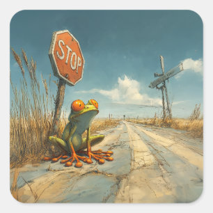 Lost Frog bij Crossroads Vierkante Sticker