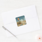 Lost Frog bij Crossroads Vierkante Sticker (Envelop)
