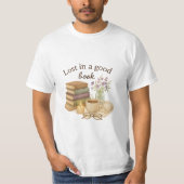 Lost in a Good Book – Cozy Reading Lover Watercolo T-shirt (Voorkant)