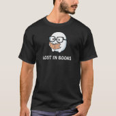 Lost in Books – Cute Fluffy Character T-shirt (Voorkant)