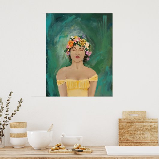 "Lost in Serenity" Vrouw Portrait Art Poster (Keuken)