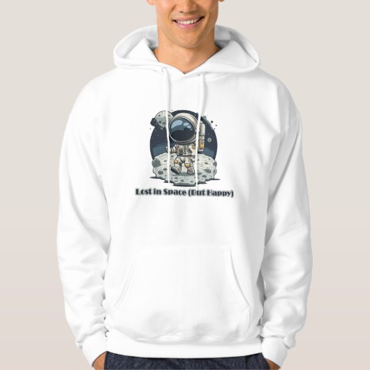 Lost in Space (But Happy) – Cute Astronaut Design Hoodie (Voorkant)