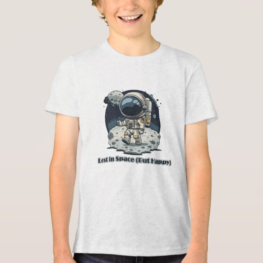 Lost in Space (But Happy) – Cute Astronaut Design Tri-Blend Shirt (Voorkant)
