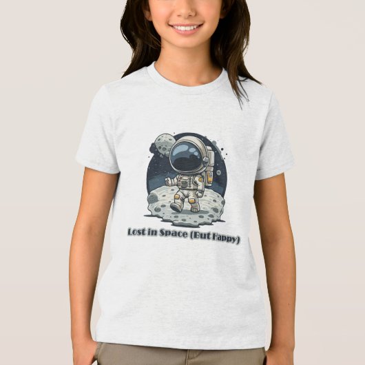 Lost in Space (But Happy) – Cute Astronaut Design Tri-Blend Shirt (Voorkant)