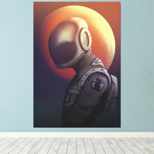 Lost in Space Dreamer Astronaut Cosmic Art Canvas Afdruk (Insitu (Houten vloer))