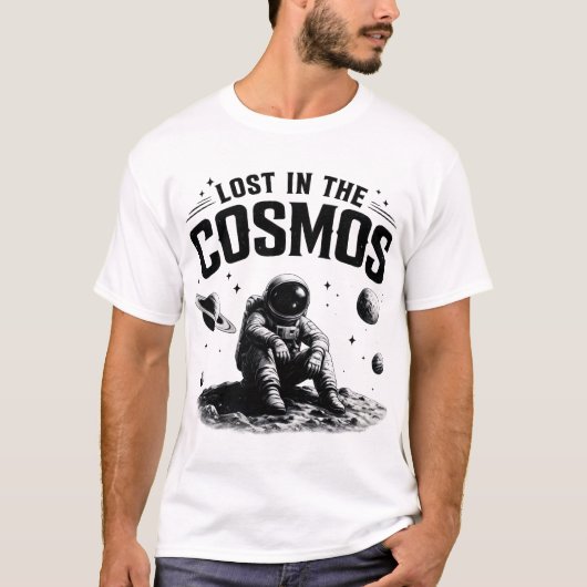 Lost in the Cosmos Astronaut Wit T-Shirt (Voorkant)