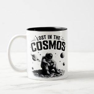 Lost in the Cosmos Astronaut Wit & Zwarte Mok