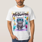 Lost in the Metaverse – Grappig VR Cat Design T-shirt (Voorkant)