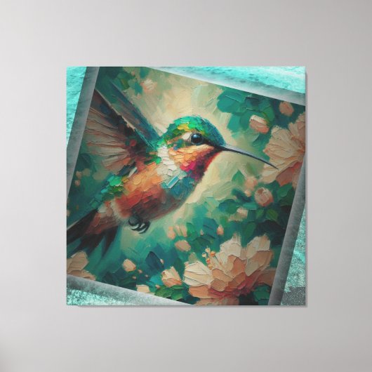 Lost in the Sea — Hummingbird Textured Painting Canvas Afdruk (Voorkant)