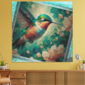 Lost in the Sea — Hummingbird Textured Painting Canvas Afdruk (Insitu (Woonkamer))