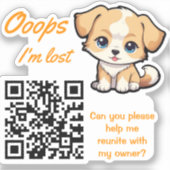 Lost Item Return QR Sticker Adorable Puppy (Voorkant)