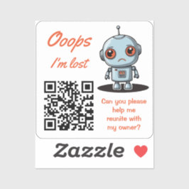 Lost Item Return QR Sticker Adorable Robot