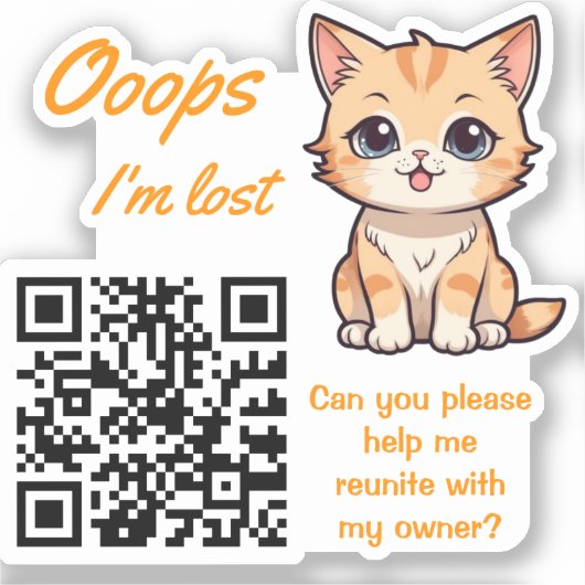 Lost Item Return QR Sticker Fully Customizable (Voorkant)