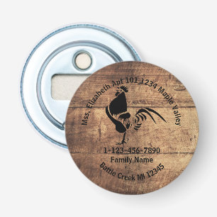 Lost Rooster Silhouette Family Home Adres Button Flesopener