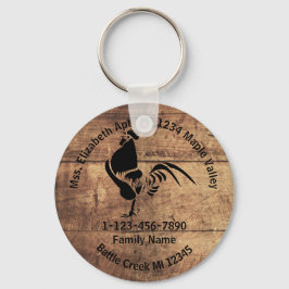 Lost Rooster Silhouette Family Home Adres Sleutelhanger