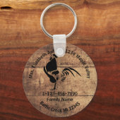 Lost Rooster Silhouette Family Home Adres Sleutelhanger (Voorkant)