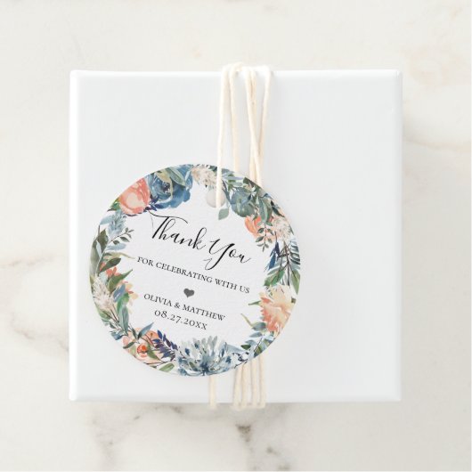 Lot Blauw Perzik Botanische Wreate Bedankjes Labels (In situ)