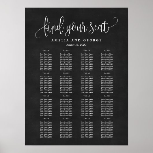 Lot Calligrafie - EDITABLE KLOR - Zitkaart Poster (Voorkant)