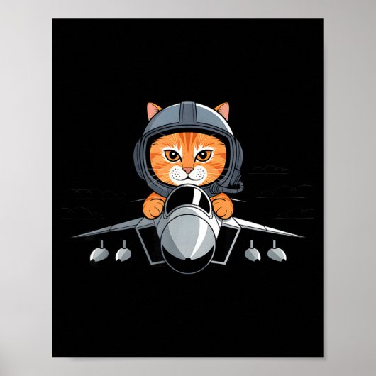 Lot Cat Fighter Jet Funny Aviation Kitty Design  Poster (Voorkant)