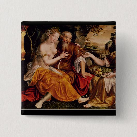 Lot en zijn Daughters, c.1565 Vierkante Button 5,1 Cm (Voorkant)