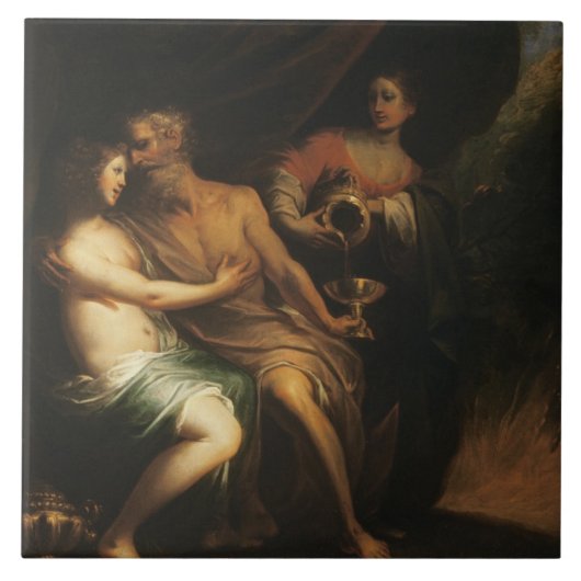 Lot en zijn Daughters (olie op doek) 3 Tegeltje (Voorkant)