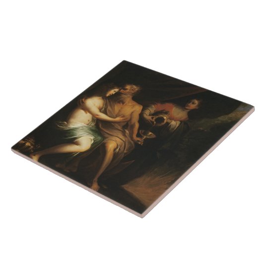 Lot en zijn Daughters (olie op doek) 3 Tegeltje (Zijkant)