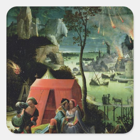 Lot en zijn Daughters (olie op het paneel) Vierkante Sticker (Voorkant)