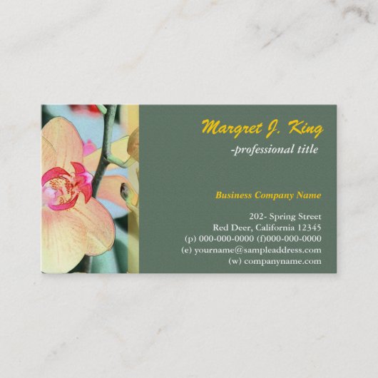 Lot gele orchidee bloem botanisch groen visitekaartje (Voorkant)