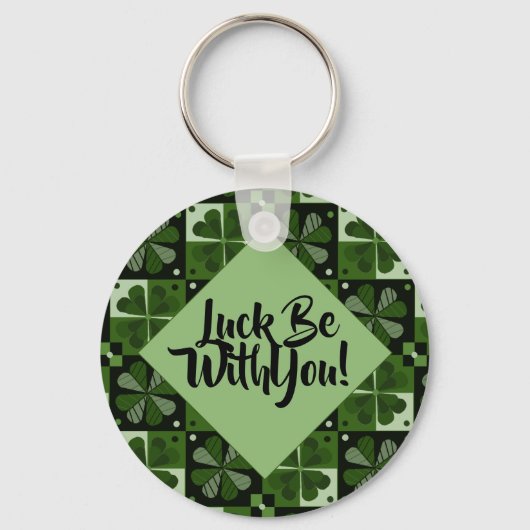 Lot mee met je Shamrock Checkerboard Patroon Sleutelhanger (Voorkant)